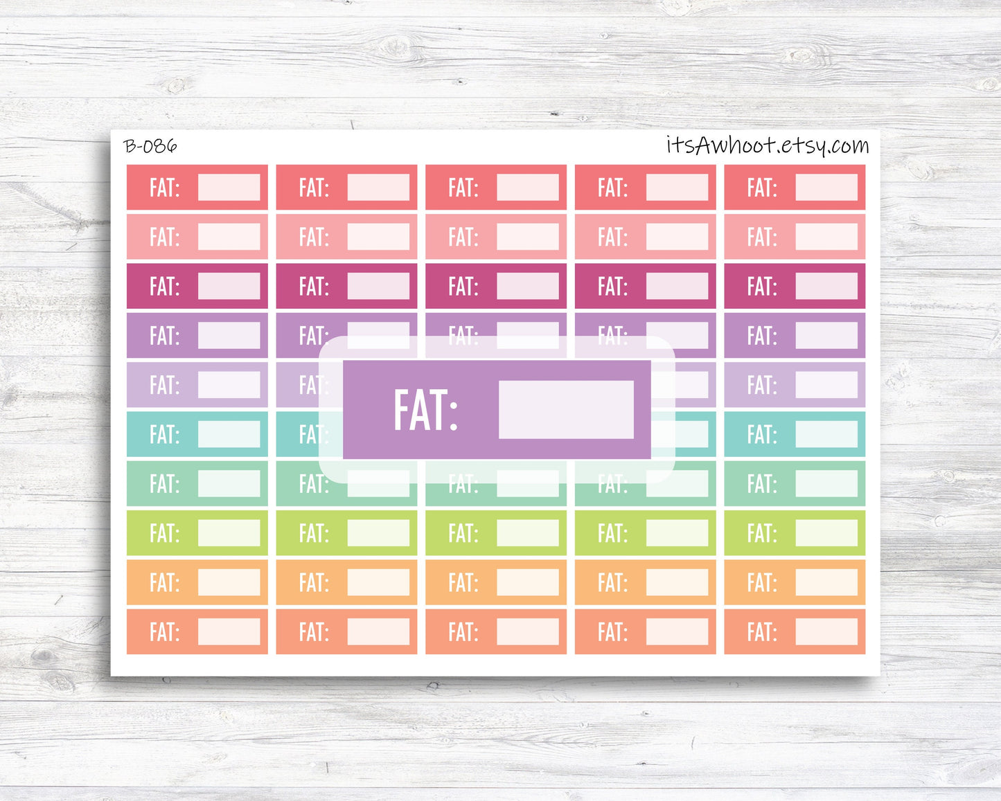 Daily Fat Tracking Stickers - Small Labels (B086)