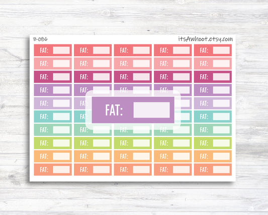 Daily Fat Tracking Stickers - Small Labels (B086)