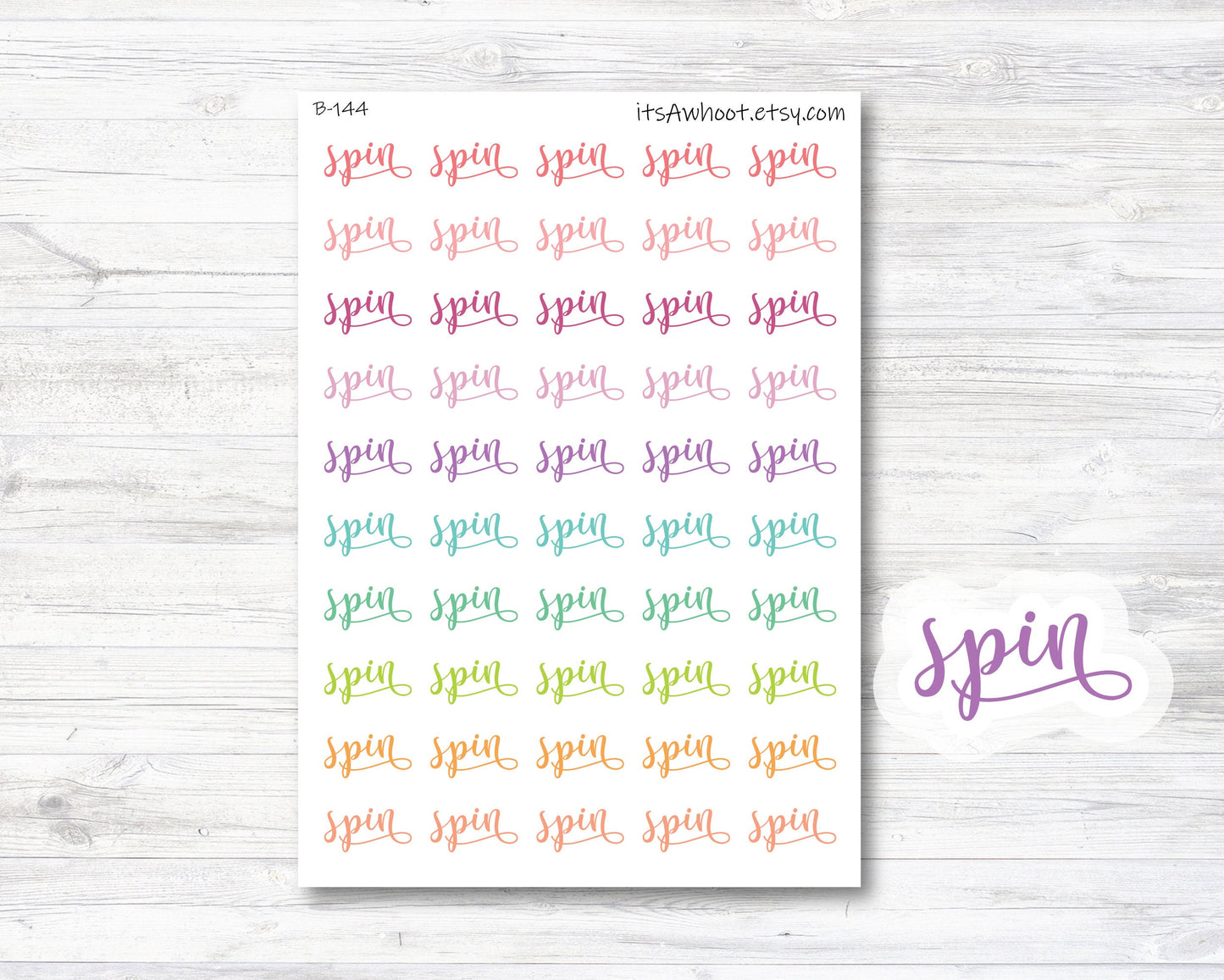 Spin Script Stickers (B144)