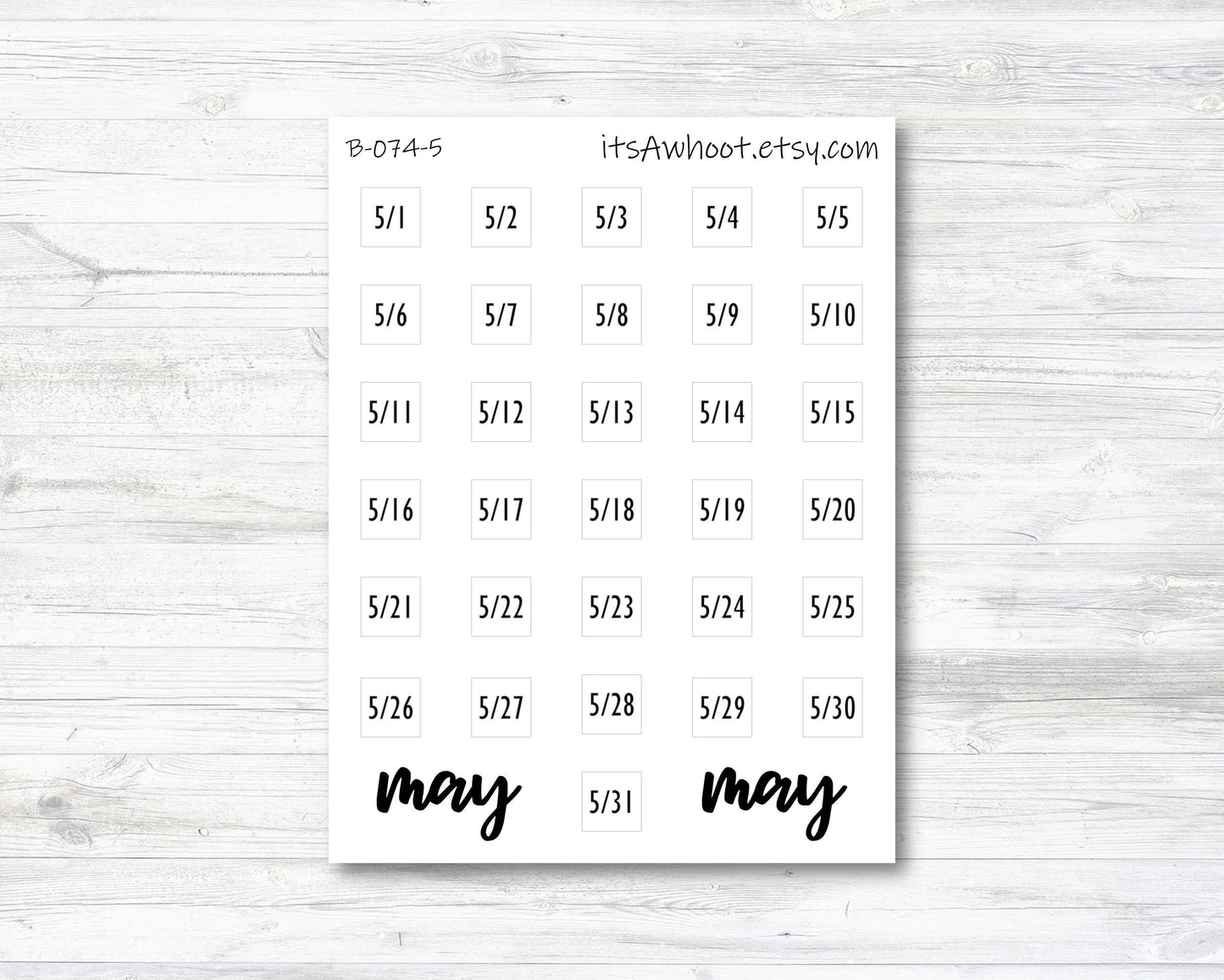 May Calendar Date Stickers (B074-5)