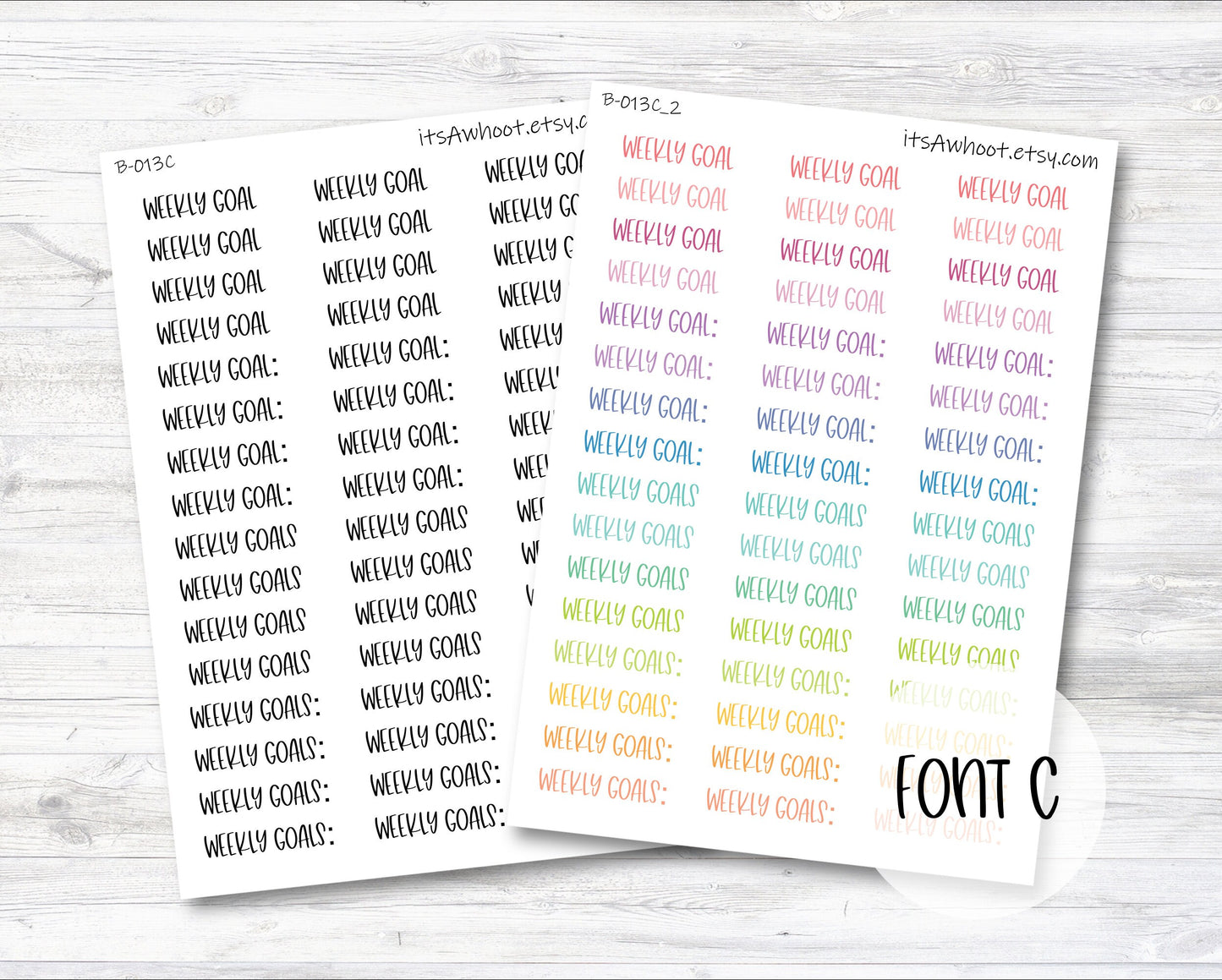 Weekly Goals Stickers, Weekly Goals Script Stickers (B013)