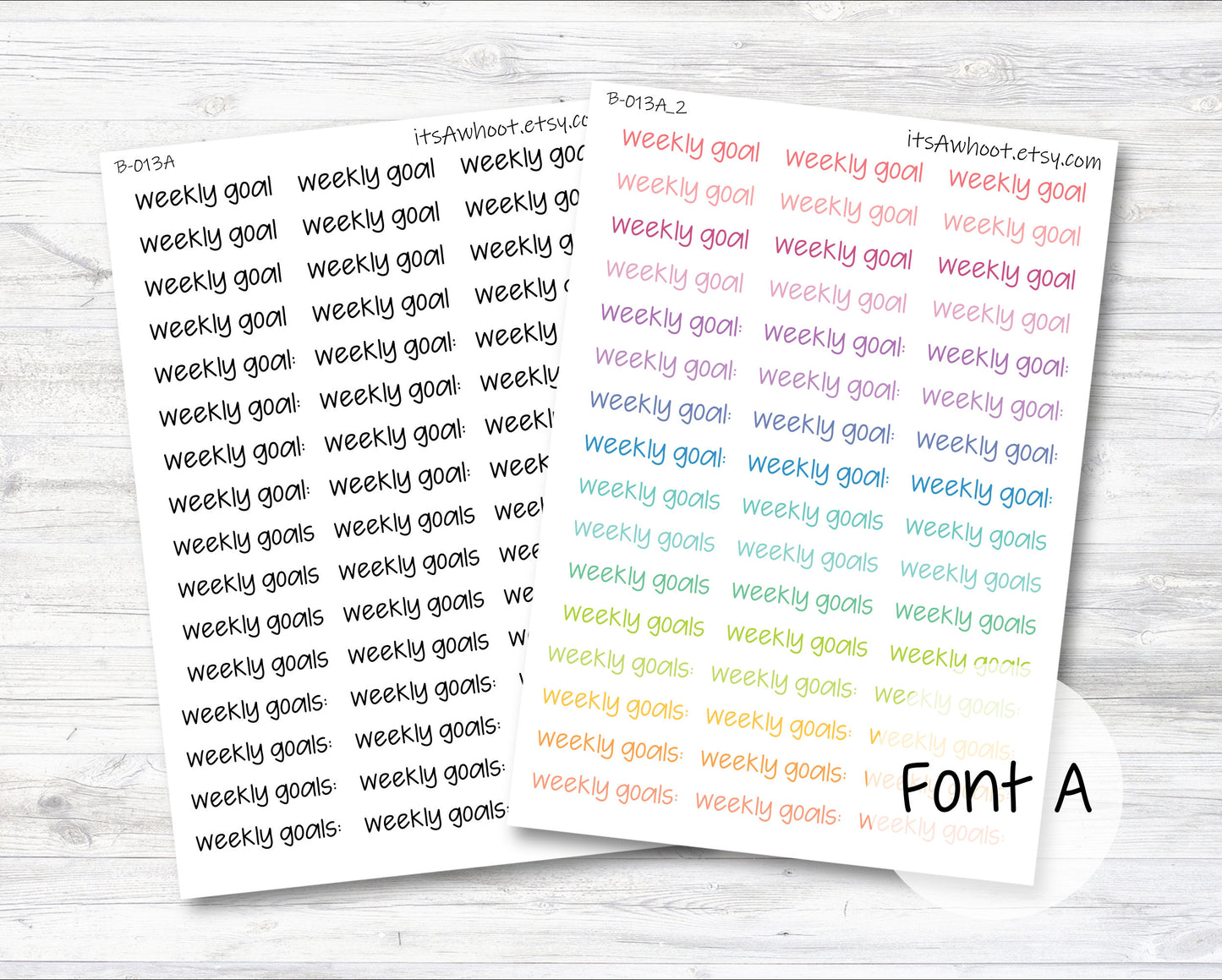 Weekly Goals Stickers, Weekly Goals Script Stickers (B013)