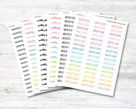 Weekly Goals Stickers, Weekly Goals Script Stickers (B013)