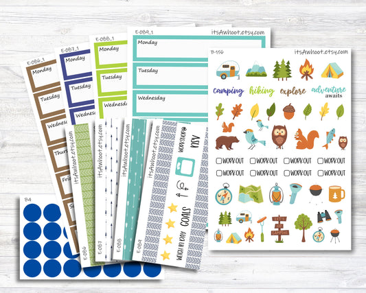 Camping Kit, Outdoors, Weight Loss Planner Stickers (B156)