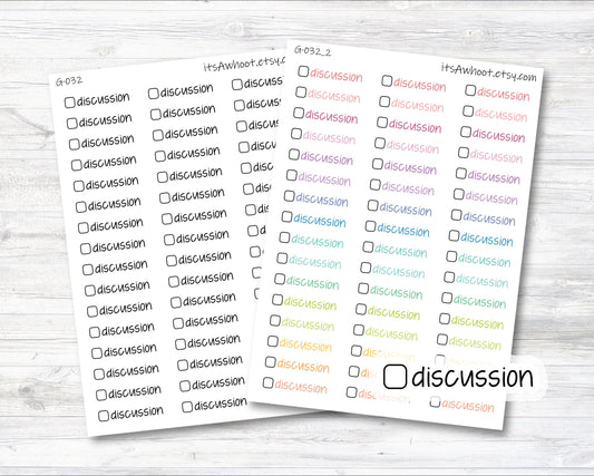 Discussion Script Stickers with Checkbox Planner Stickers  (G032)