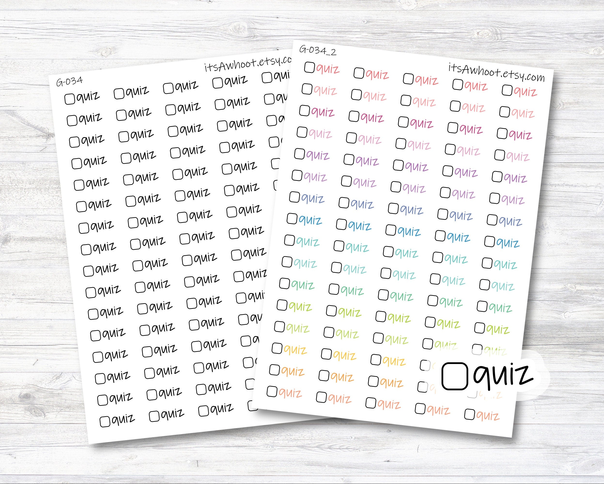 Quiz Script Stickers with Checkbox Planner Stickers (G034) – itsAwhoot