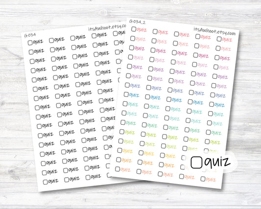 Quiz Script Stickers with Checkbox Planner Stickers (G034)