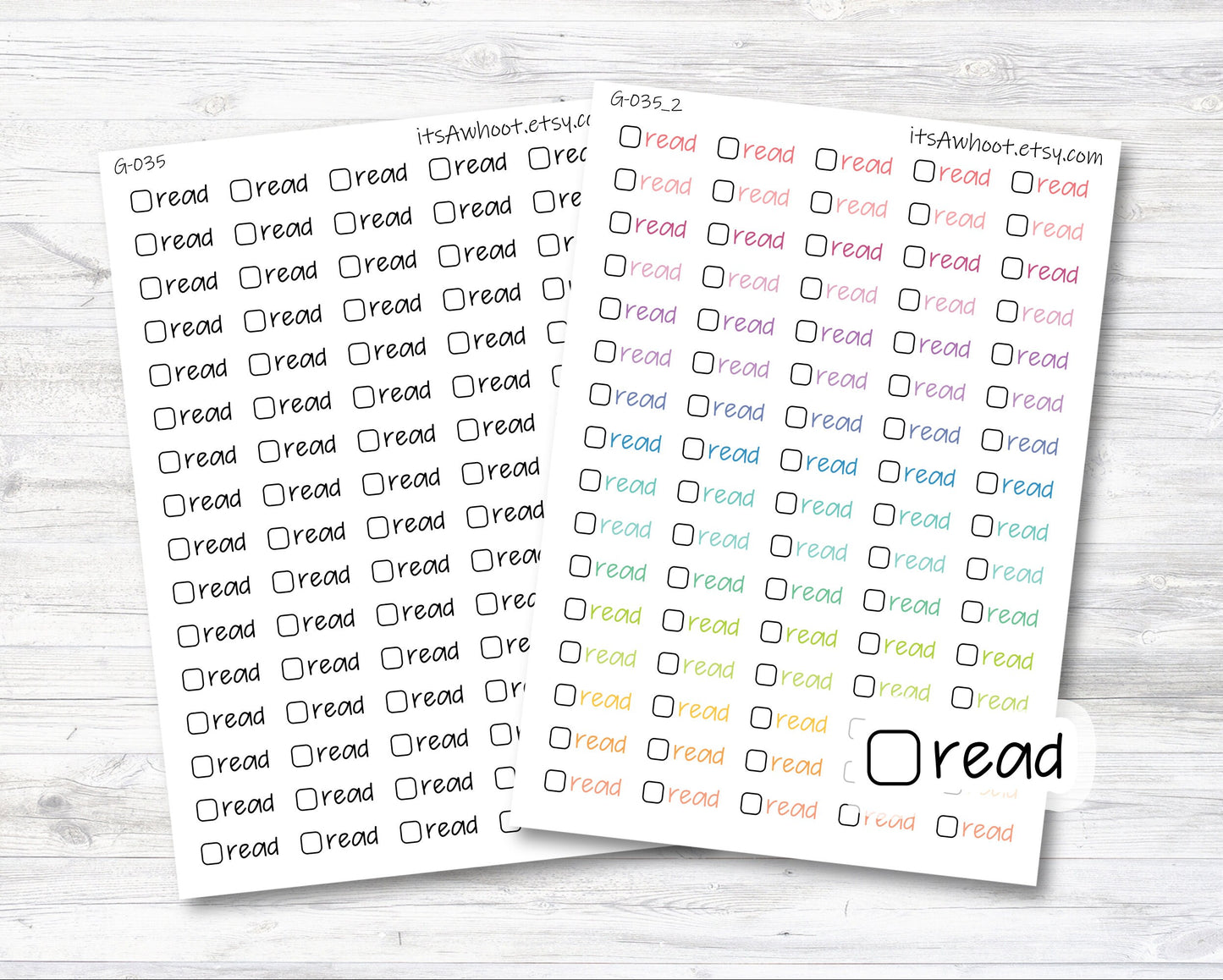 Read Script Stickers with Checkbox Planner Stickers (G035)