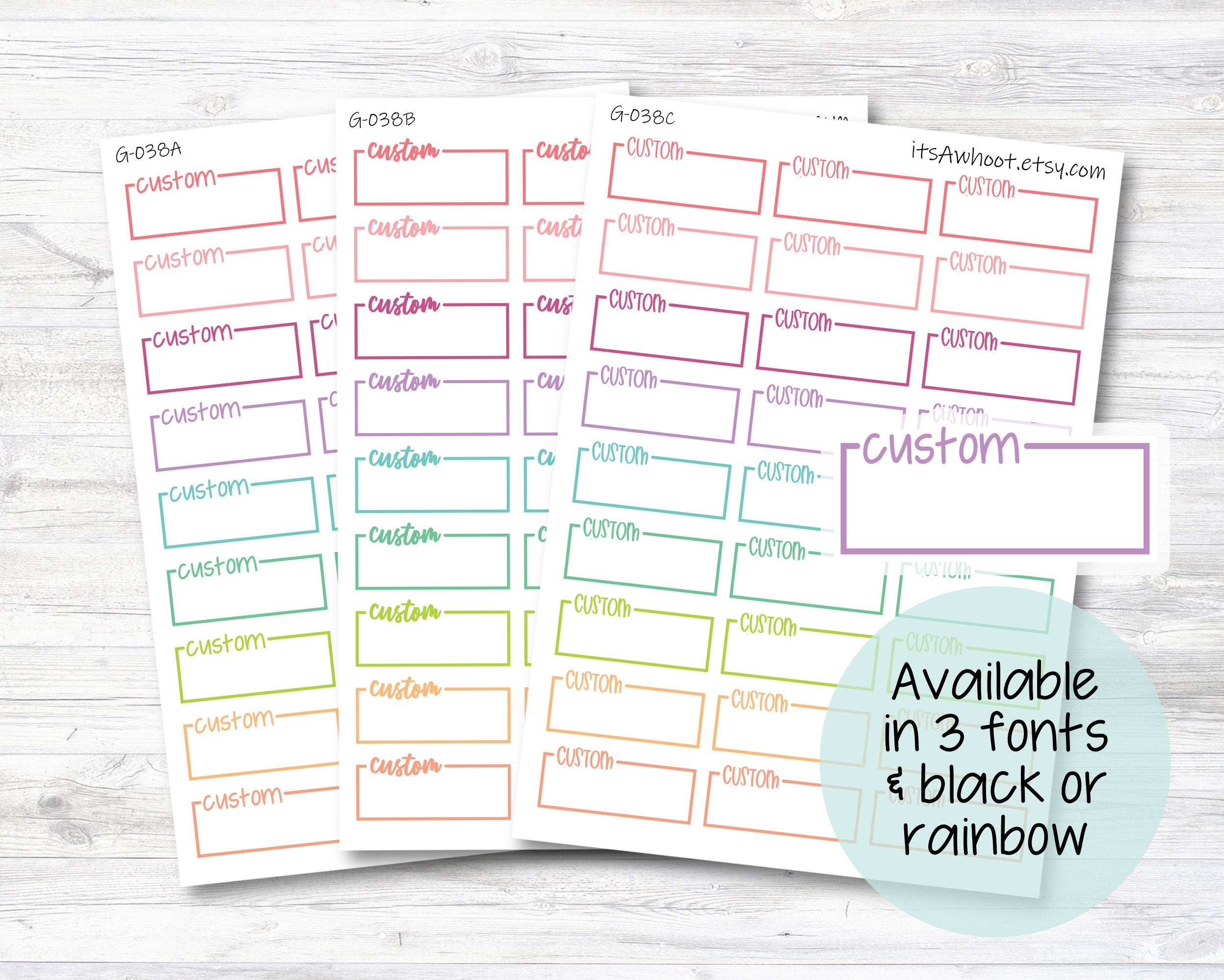 Personalized Script Box Label Planner Stickers with Your Custom Text ...