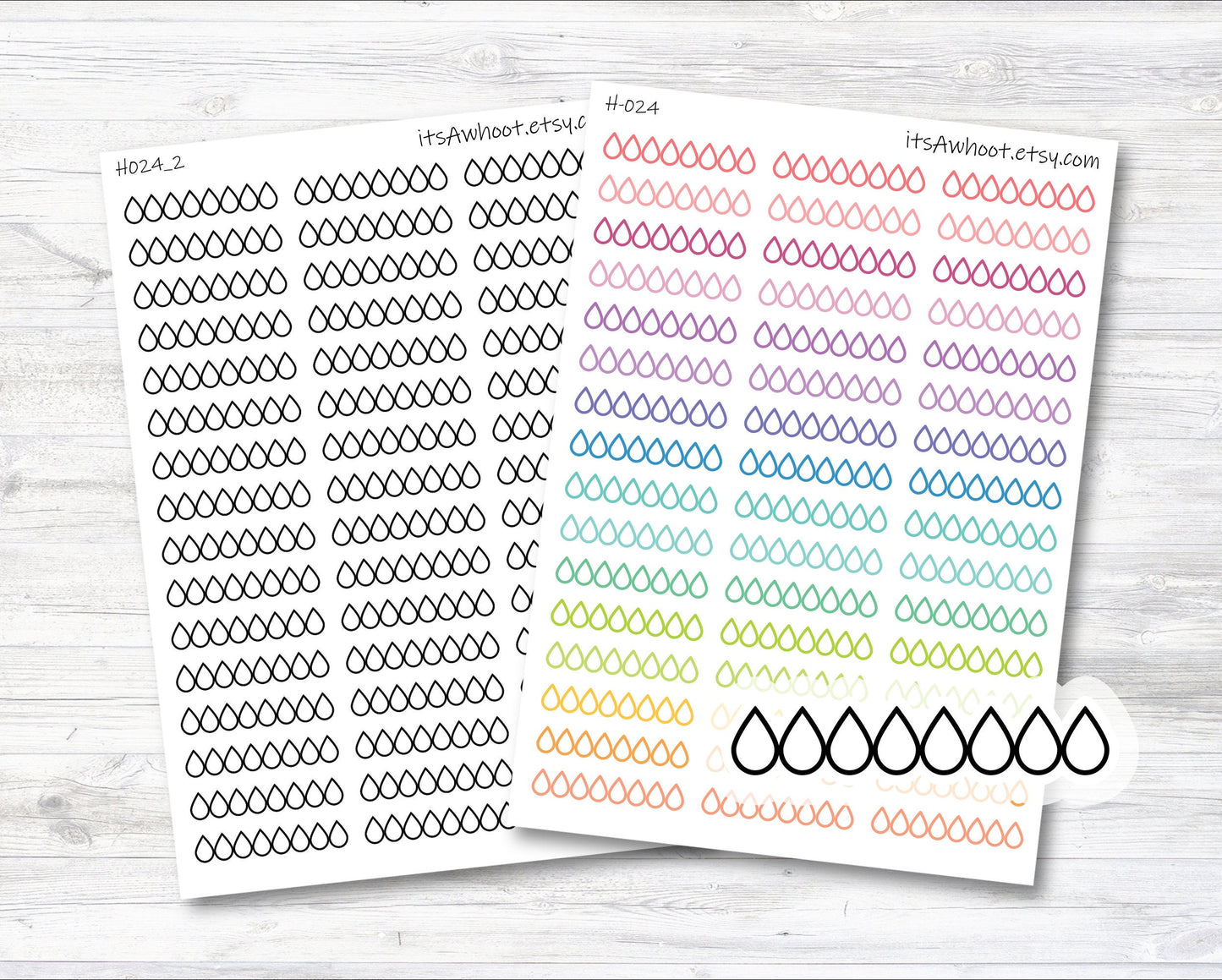 Water Tracker Stickers, Hydrate Planner Stickers - Black or Rainbow (H024)