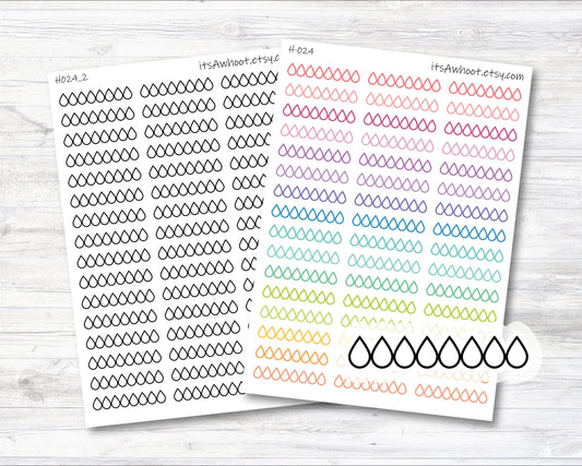 Water Tracker Stickers, Hydrate Planner Stickers - Black or Rainbow (H024)