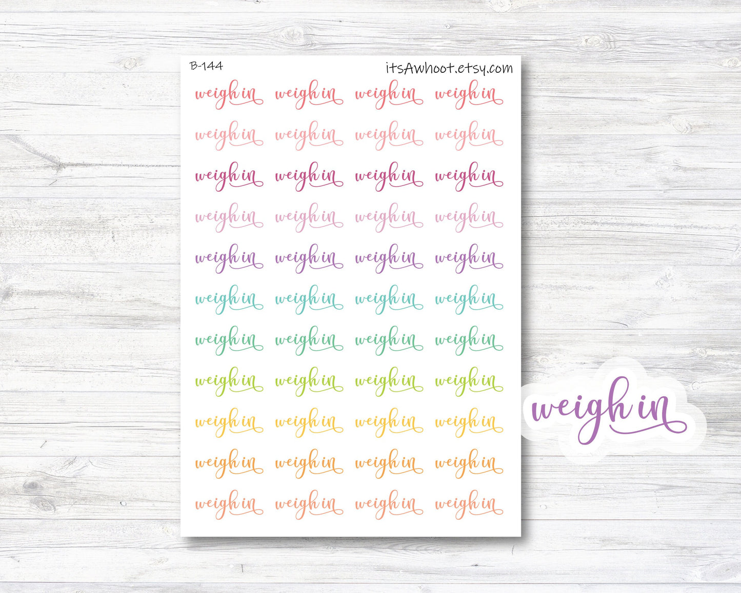 Weigh In Script Stickers (B144)