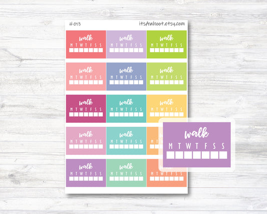 Walk Habit Tracker Sidebar Planner Stickers - Set of 15 (H013)