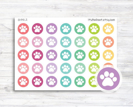Paw Print Planner Stickers - Rainbow Full Circle (G010_2)