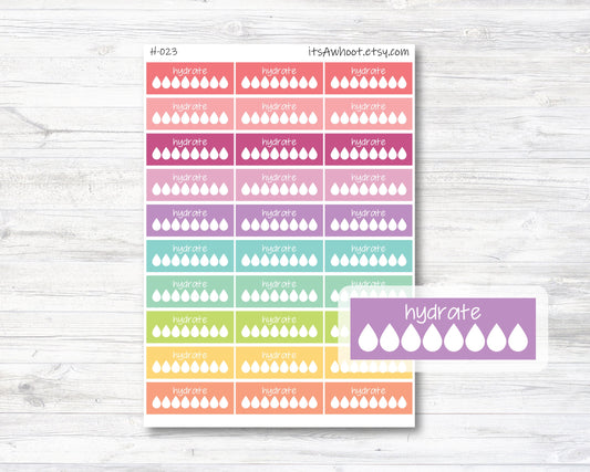 Hydrate Tracker Label Stickers, Hydrate Planner Stickers (H023)