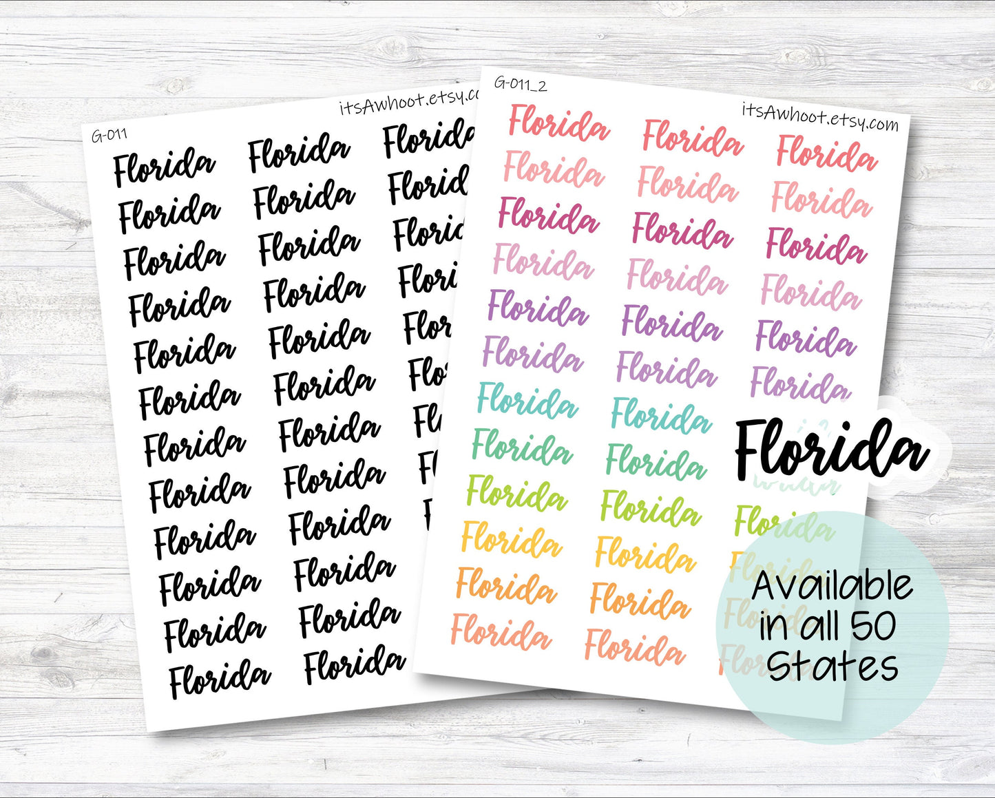 United States - Pick Your State Script Planner Stickers (G011)