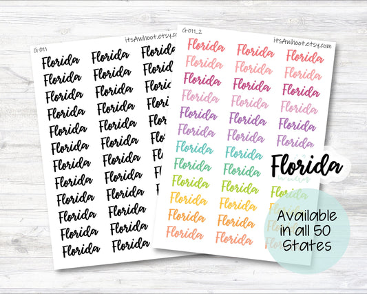 United States - Pick Your State Script Planner Stickers (G011)
