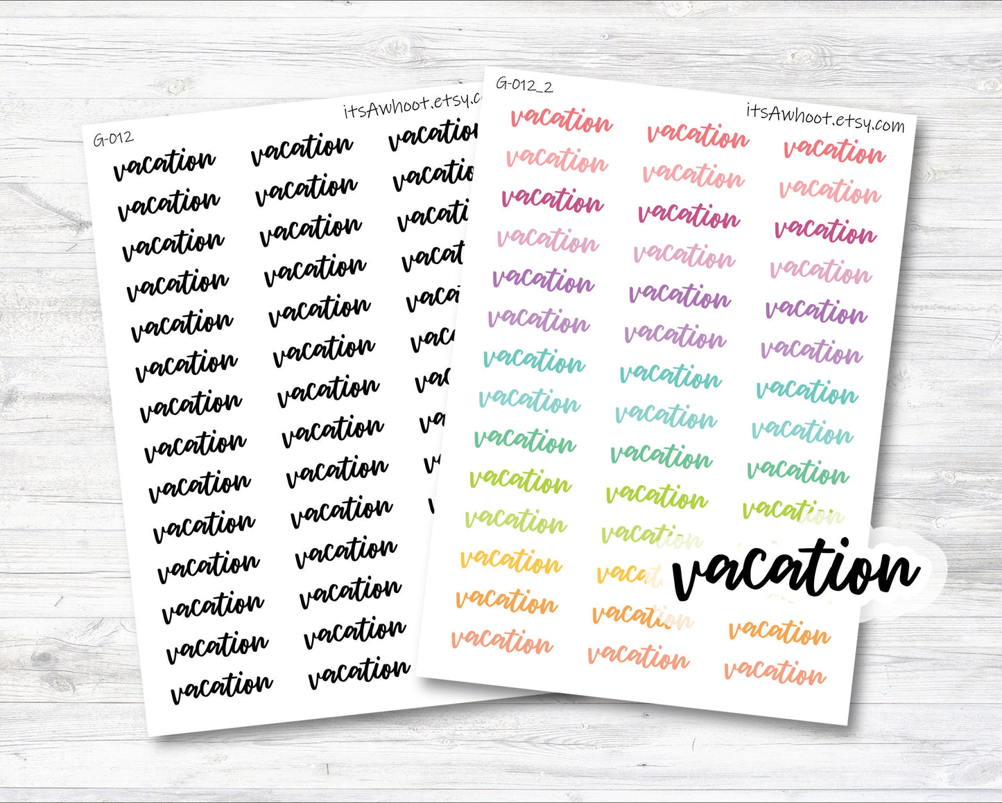 Vacation Script Planner Stickers (G012)