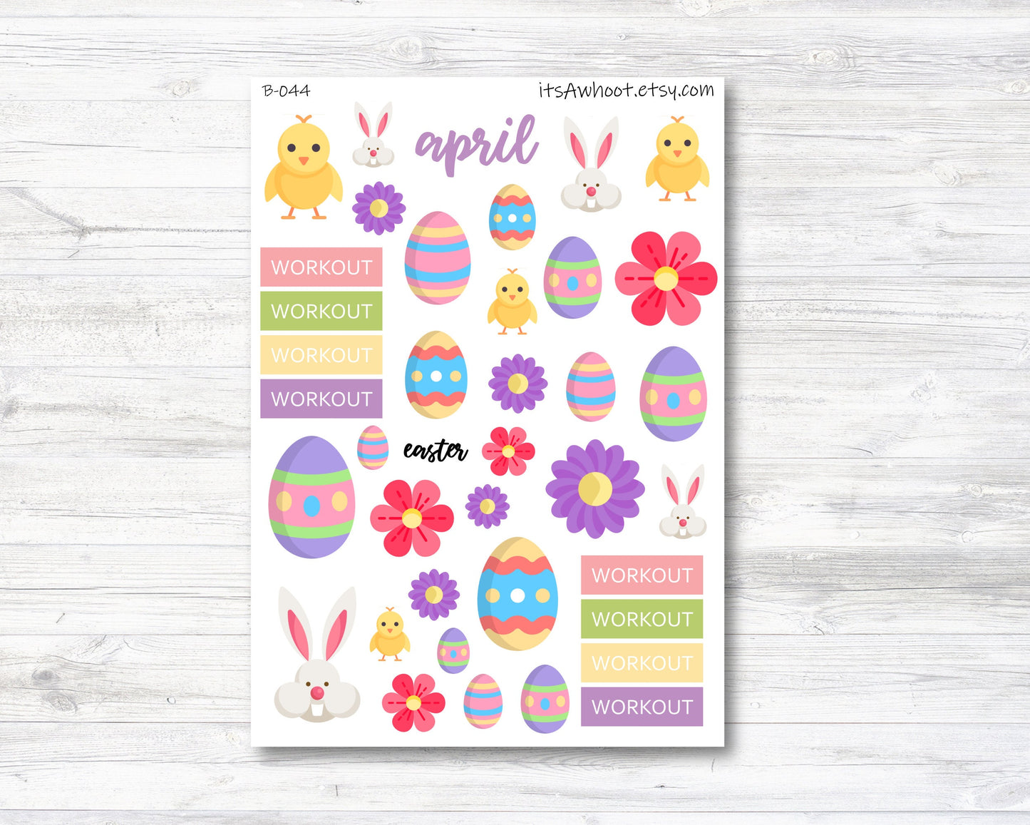 April Kit, Easter, Weight Loss Planner Stickers (B044)