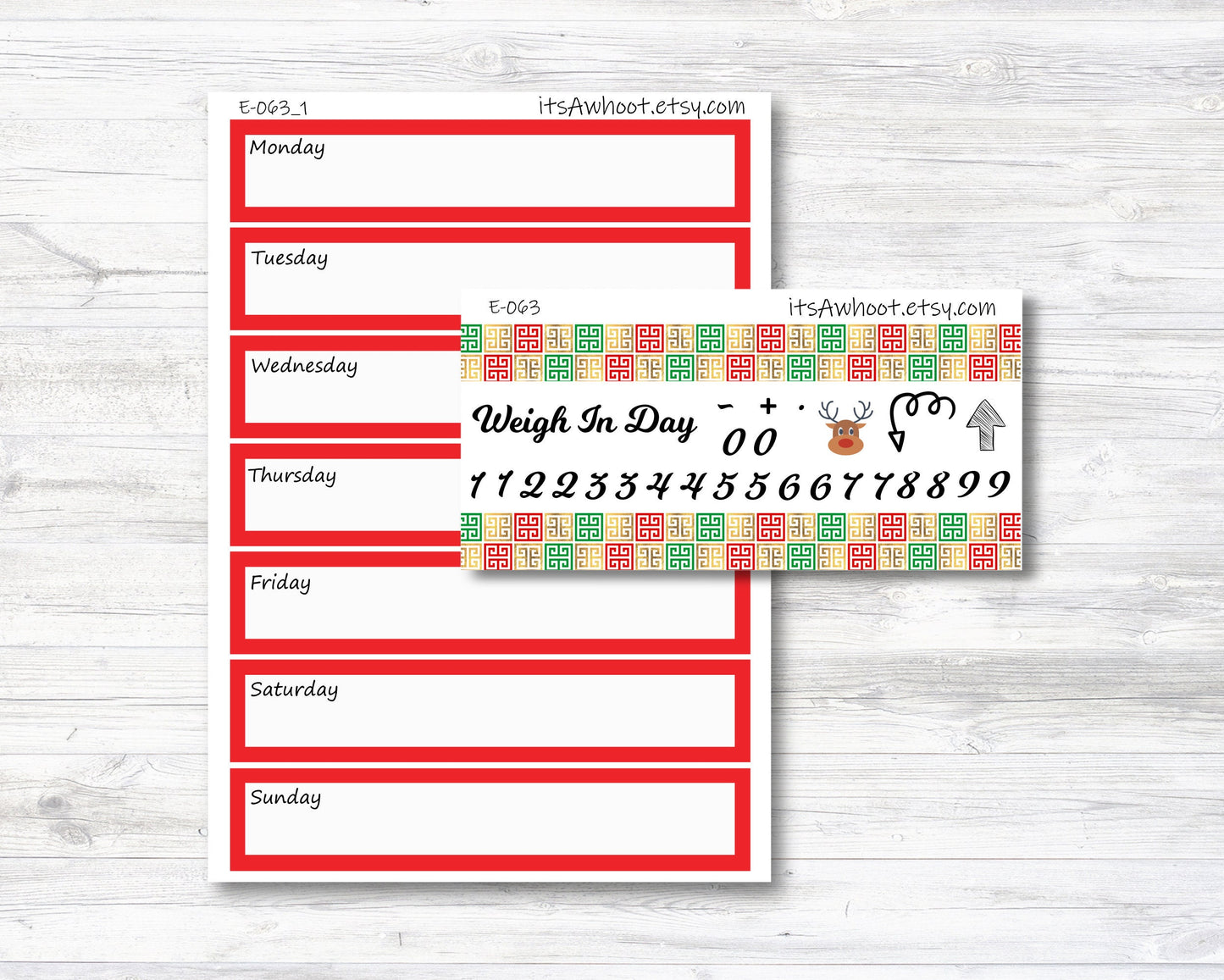 December Kit, Christmas, Weight Loss Planner Stickers (B111)