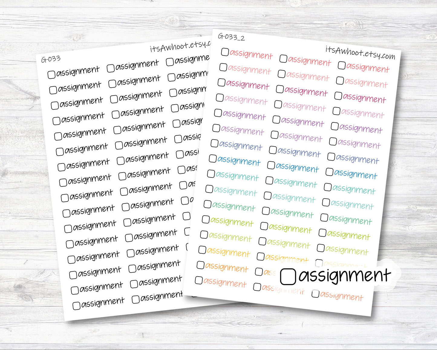 Assignment Stickers with Checkbox Planner Stickers  (G033)
