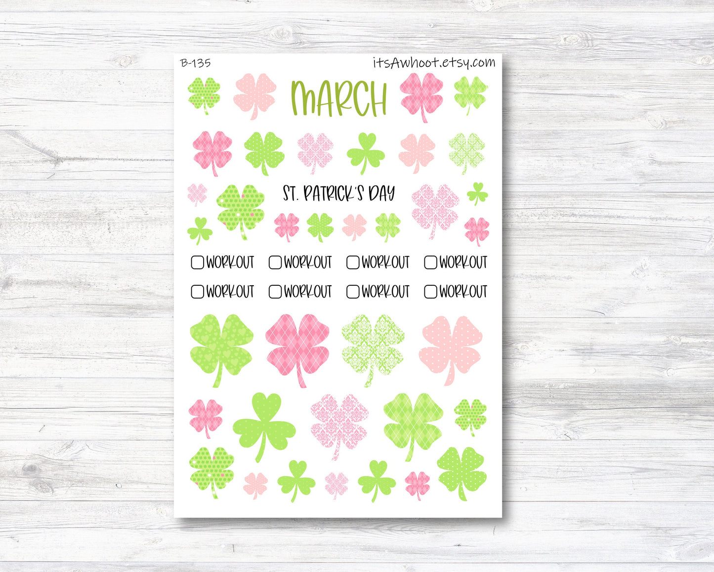 March Kit, St. Patrick's Day, Weight Loss Planner Stickers (B135-March2)