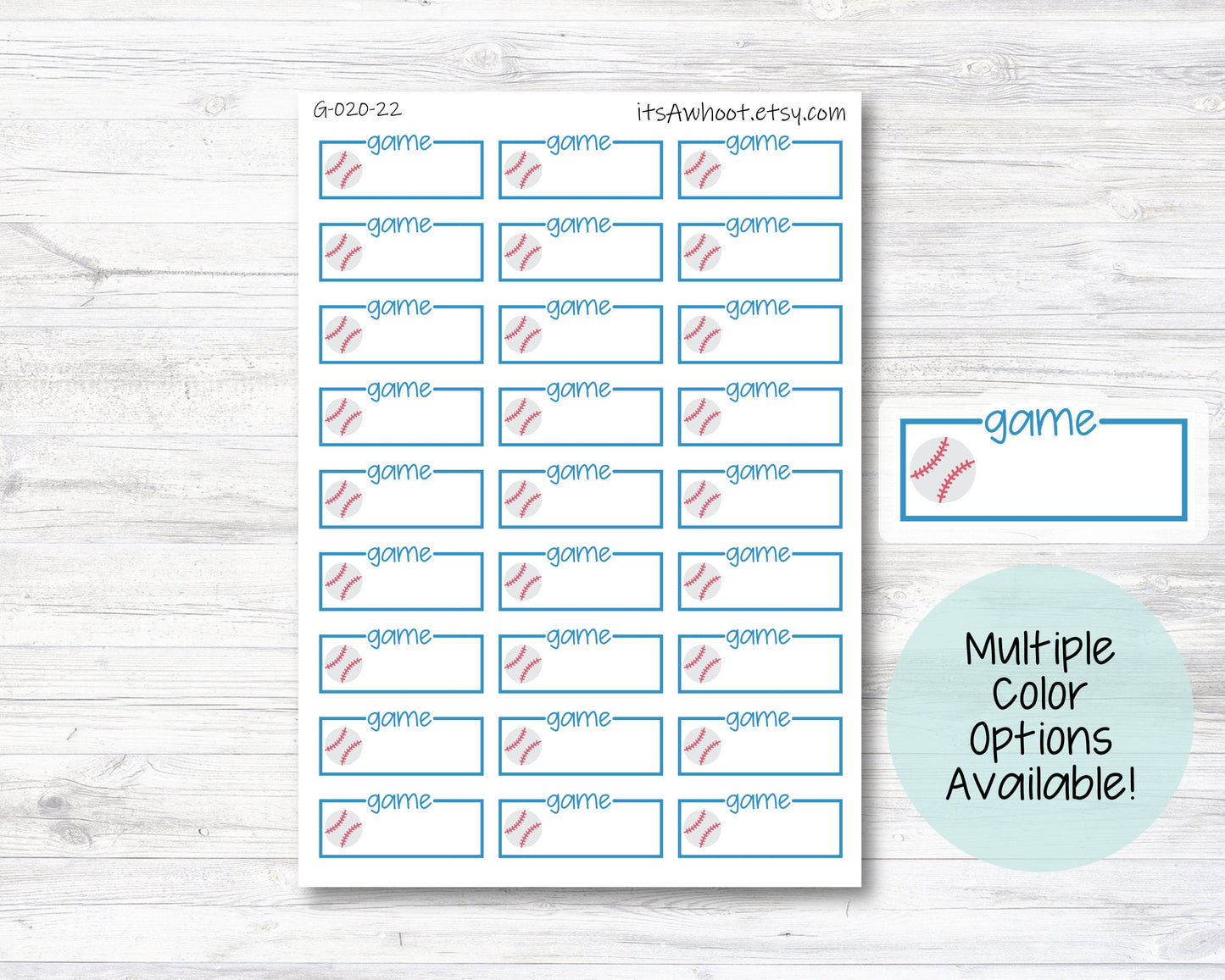 Baseball Game Script Box Label Planner Stickers (G020)