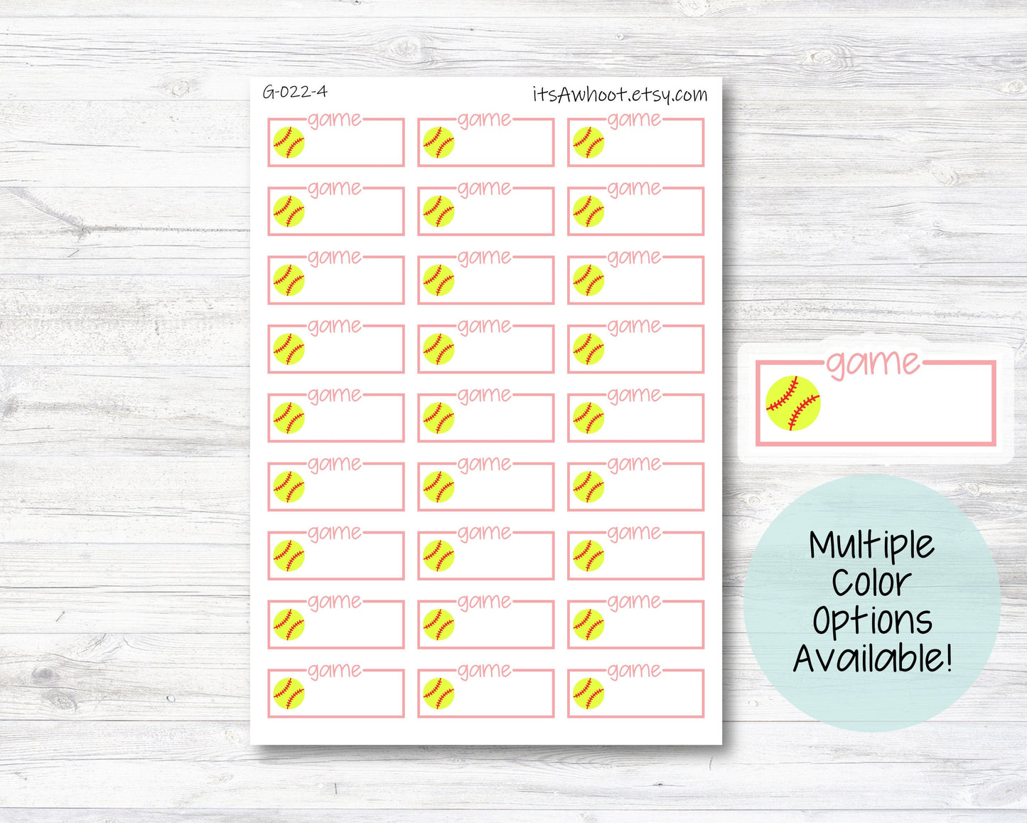 Softball Game Script Box Label Planner Stickers (G022)