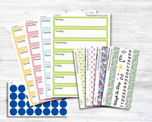 Tropical Kit, Weight Loss Planner Stickers (E009)