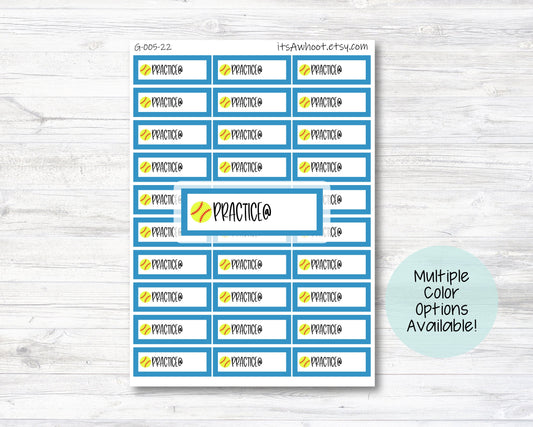 Softball Practice Planner Label Stickers - Multiple Color Options (G005)