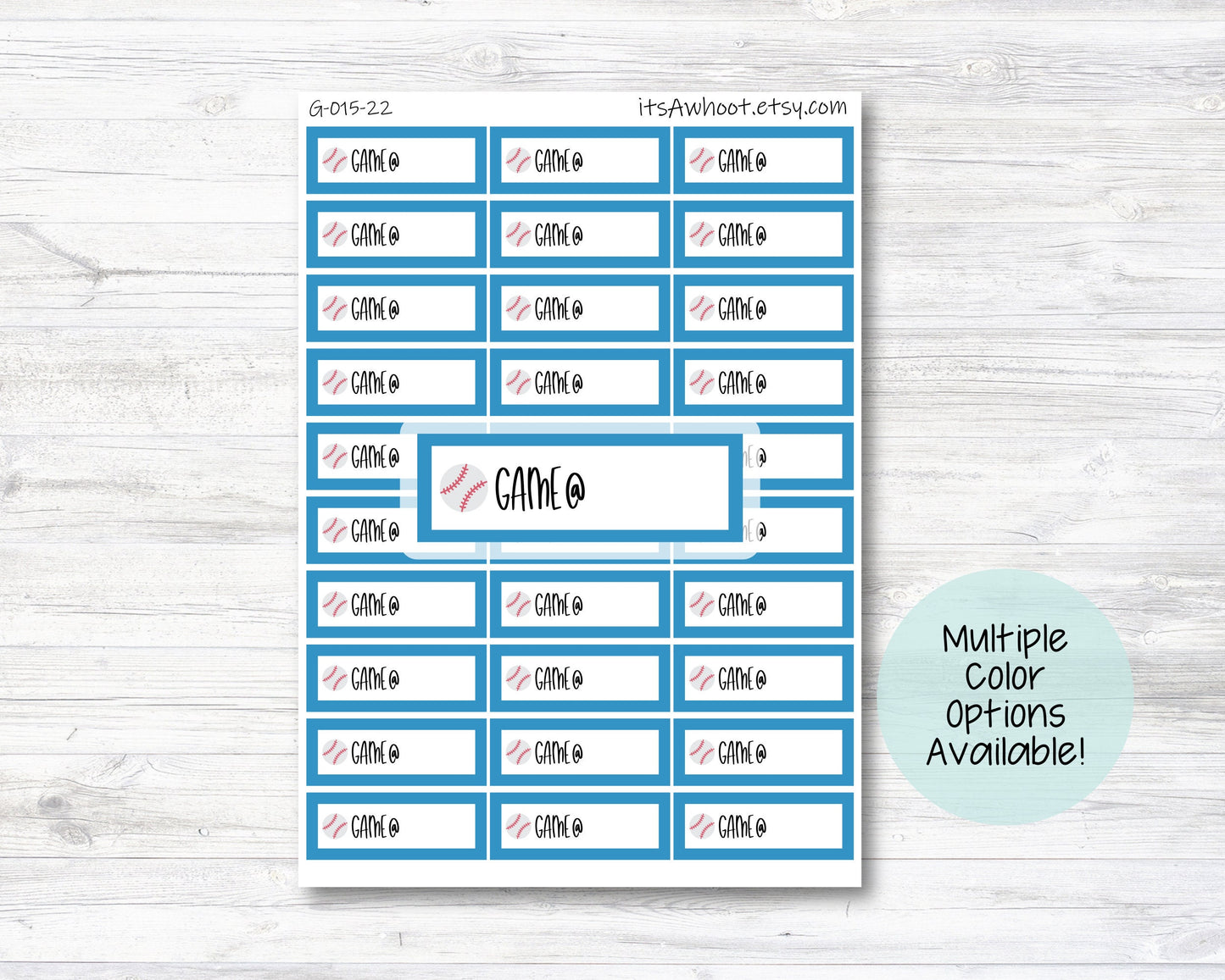 Baseball Game Planner Label Stickers - Multiple Color Options (G015)