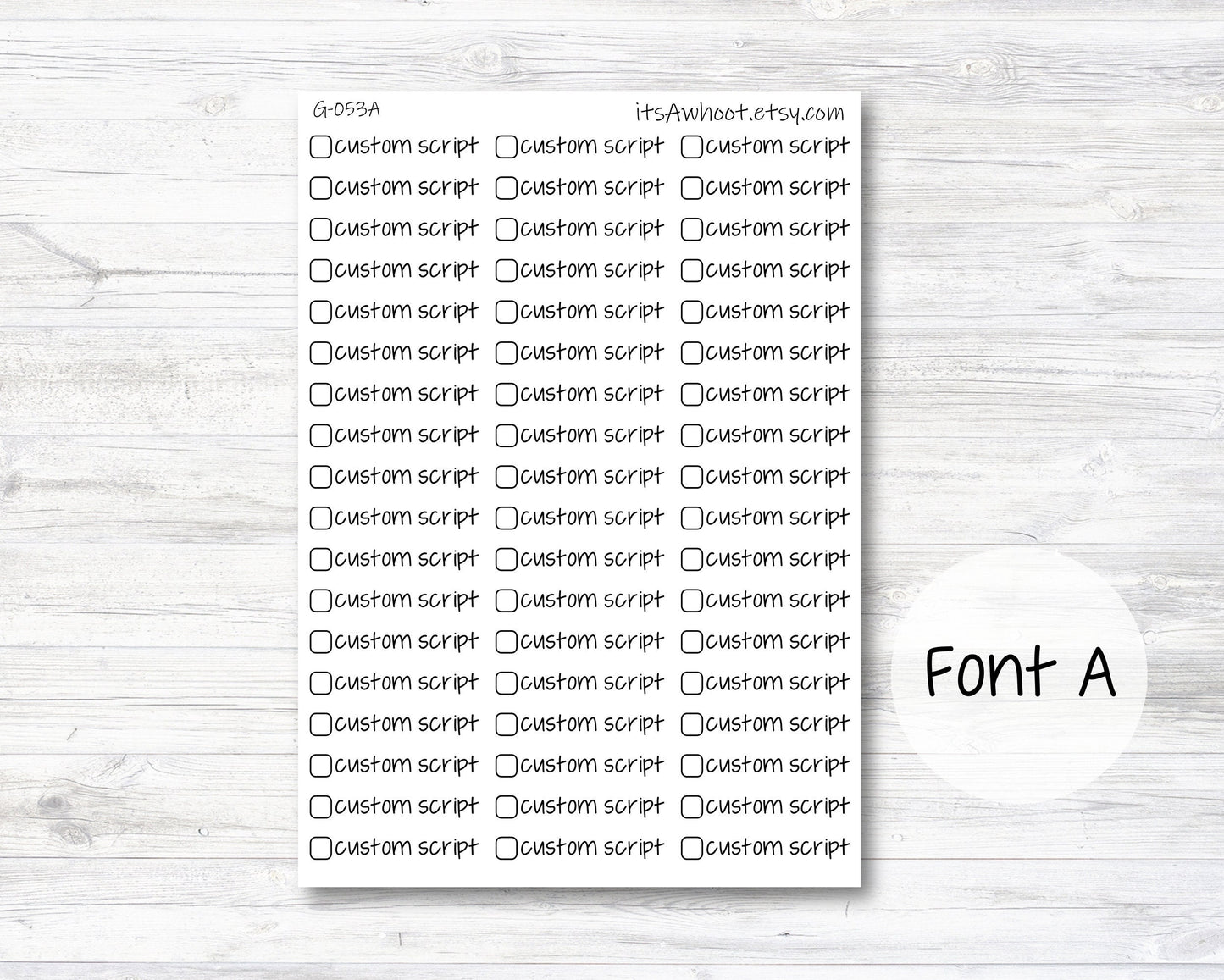 Personalized Script with Checkbox Planner Stickers with Your Custom Te ...