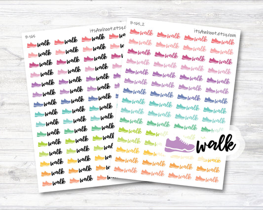 Walk Script Stickers with Shoe Icon, Walk Planner Stickers (B165)