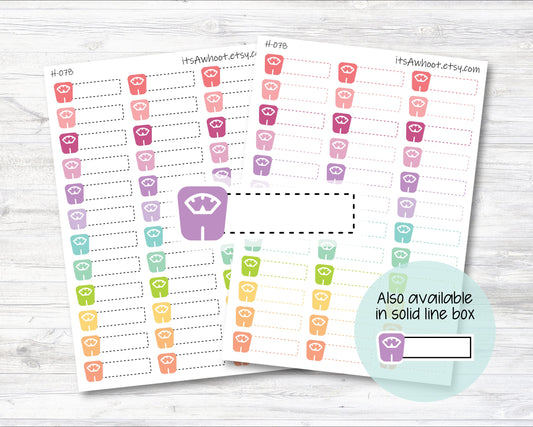 Scale Quarter Box Label Planner Stickers, Weight Scale Stickers - Dash or Solid (H078)