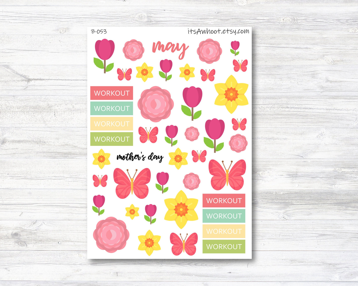 May Kit, Spring, Weight Loss Planner Stickers (B053)