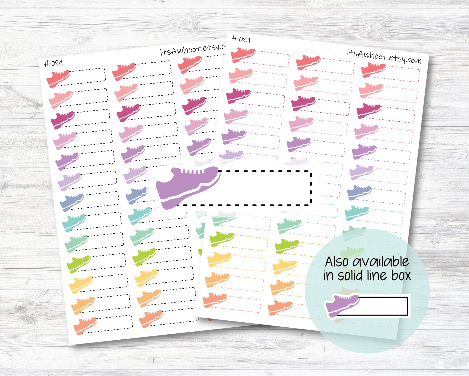 Walk / Run / Shoe Quarter Box Label Planner Stickers - Dash or Solid ...