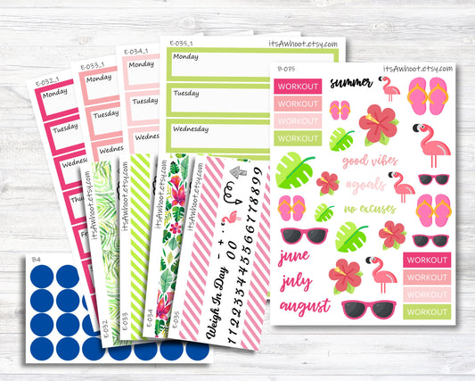 Summer Kit, Weight Loss Planner Stickers (B075)