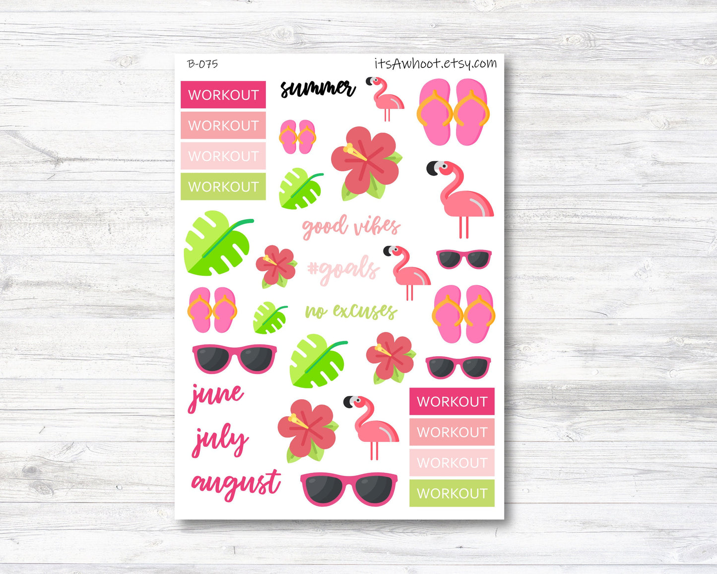 Summer Kit, Weight Loss Planner Stickers (B075)