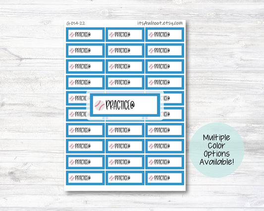 Baseball Practice Planner Label Stickers - Multiple Color Options (G014)