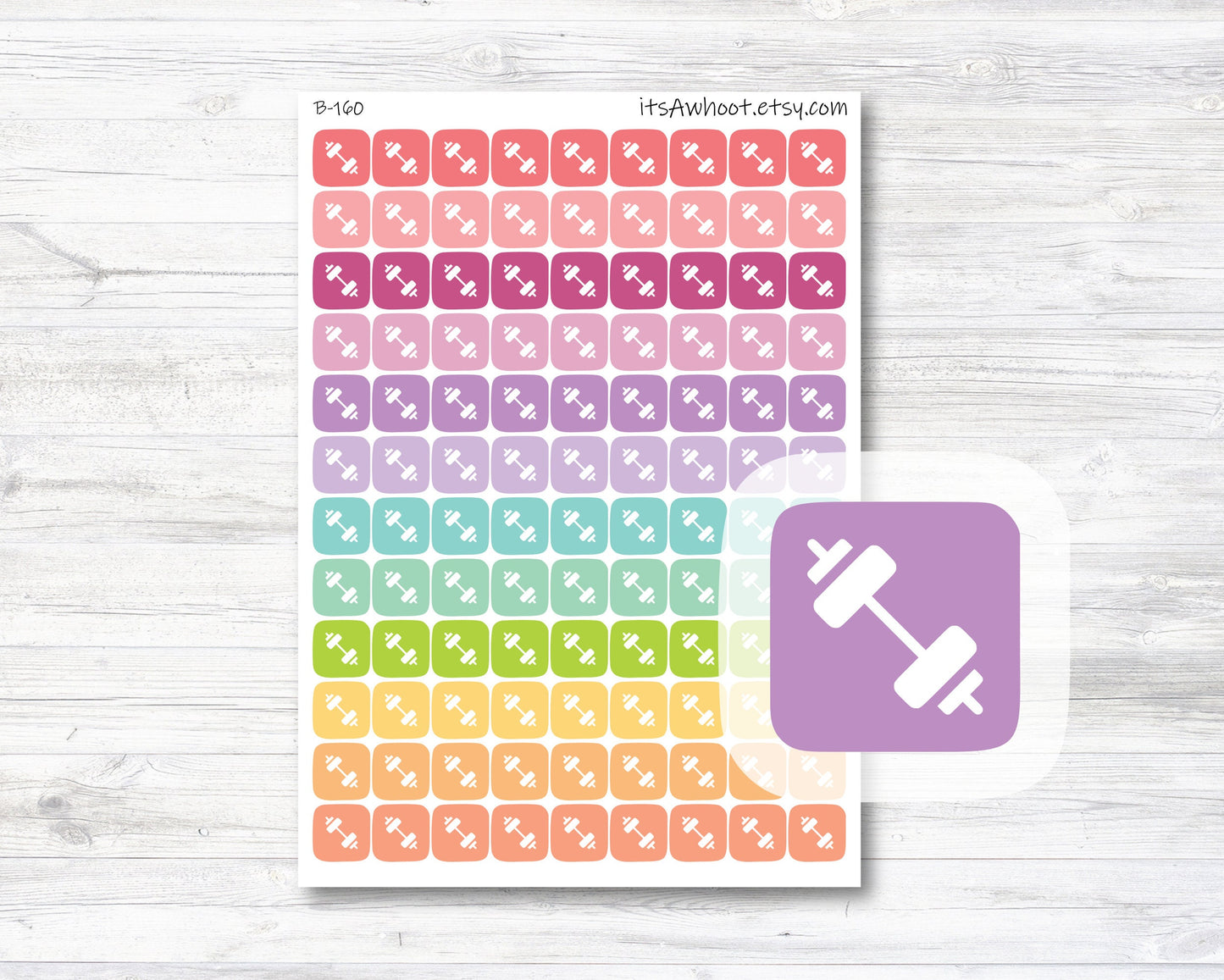 Barbell Icon Small Square Planner Stickers (B160)