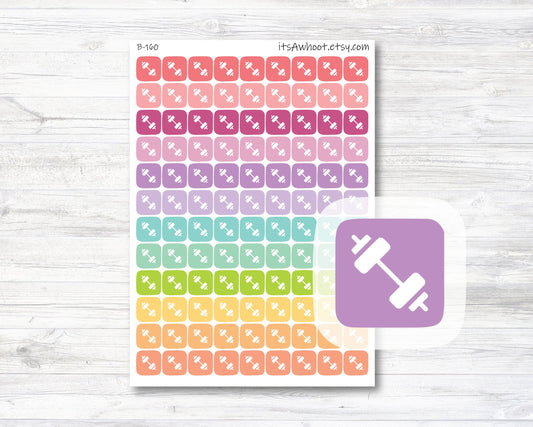 Barbell Icon Small Square Planner Stickers (B160)