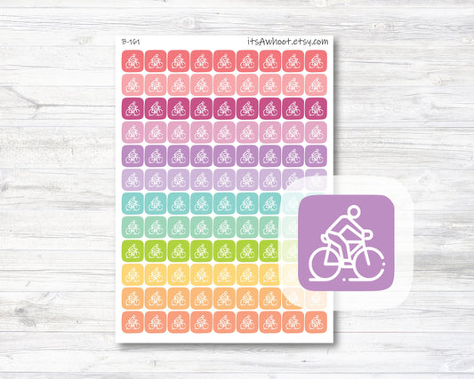 Biking Icon Small Square Planner Stickers, Biking icons (B161)