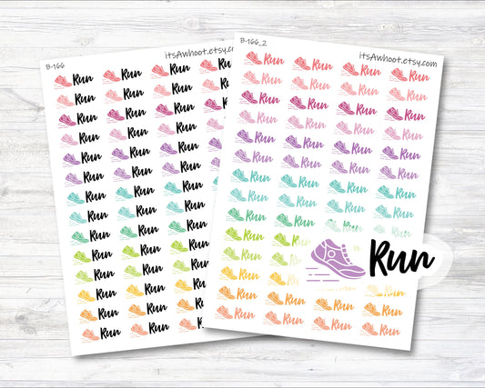 Run Script Stickers, Running Sticker with Shoe Icon (B166)