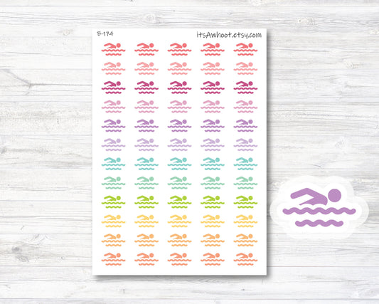 Swimming Planner Stickers - Rainbow (B174)