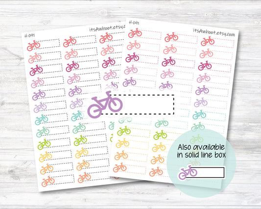 Bike / Spin / Cycle Quarter Box Label Planner Stickers - Dash or Solid (H091)