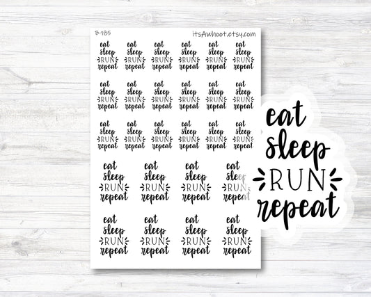 Eat Sleep RUN Repeat Script Planner Stickers (B185)
