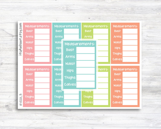 Body Measurement Planner Stickers - Set of 8 (H026_3)