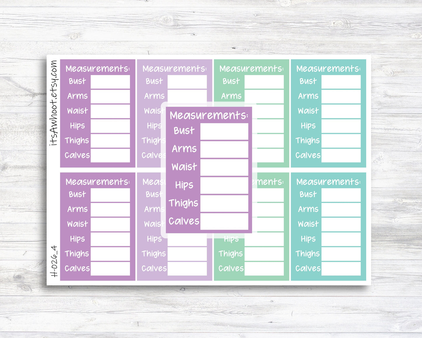 Body Measurement Sidebar Planner Stickers - Set of 8 (H026_4)