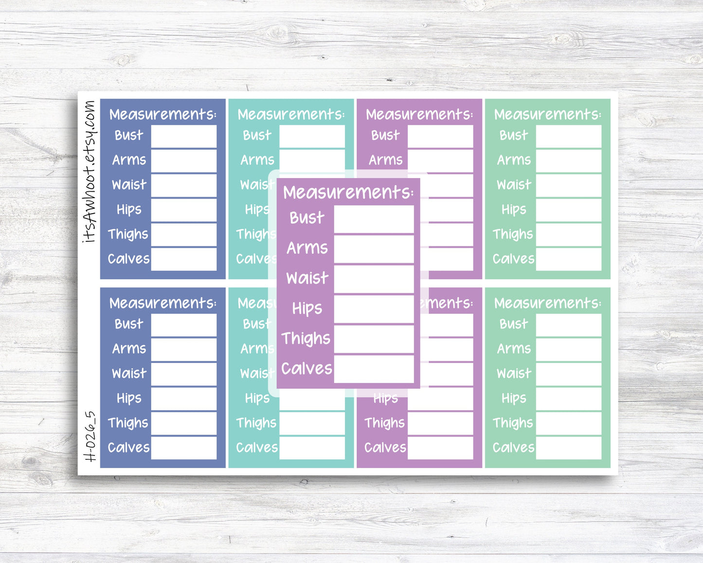 Body Measurement Sidebar Planner Stickers - Set of 8 (H026_5)