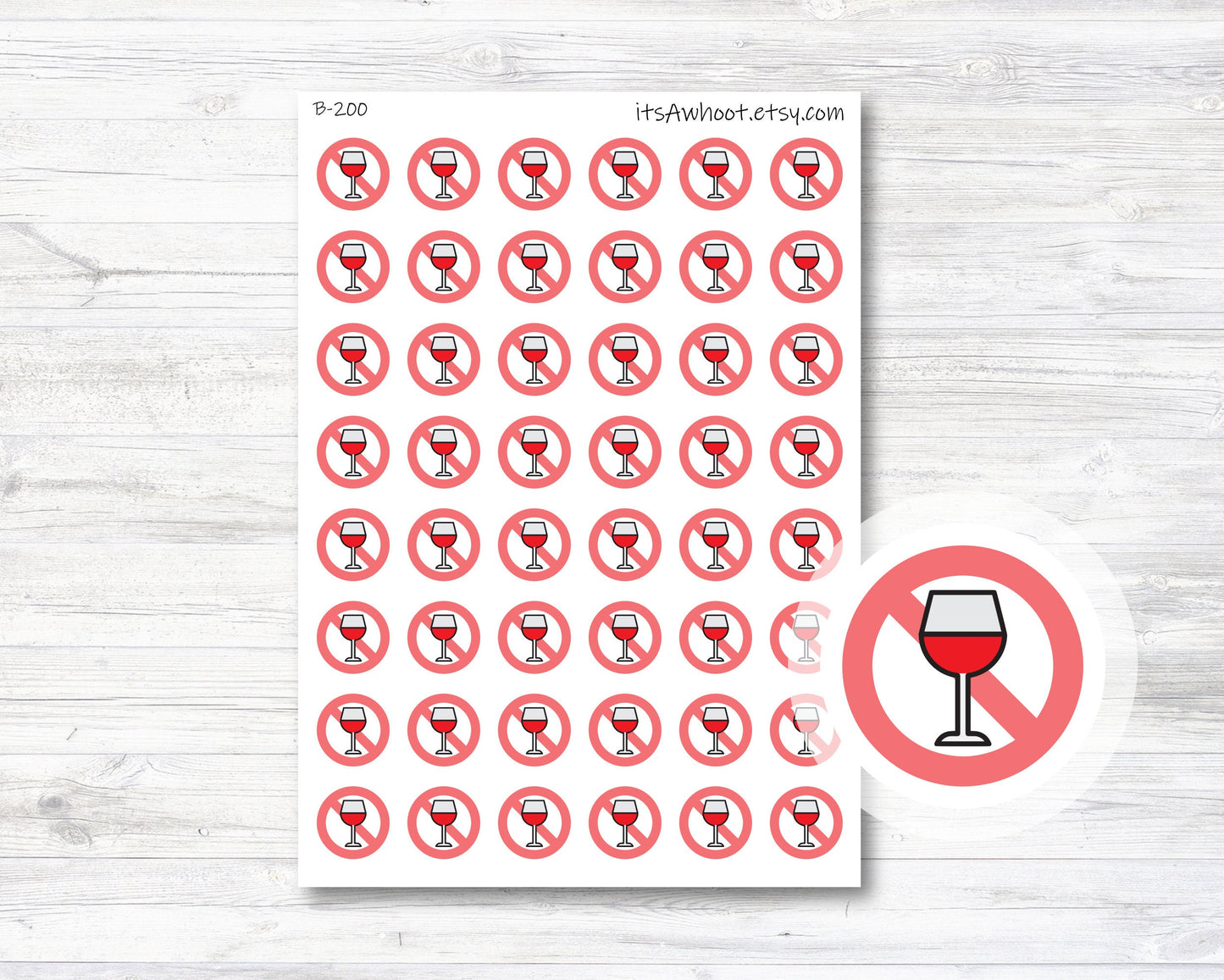 No Wine Planner Stickers (B200)